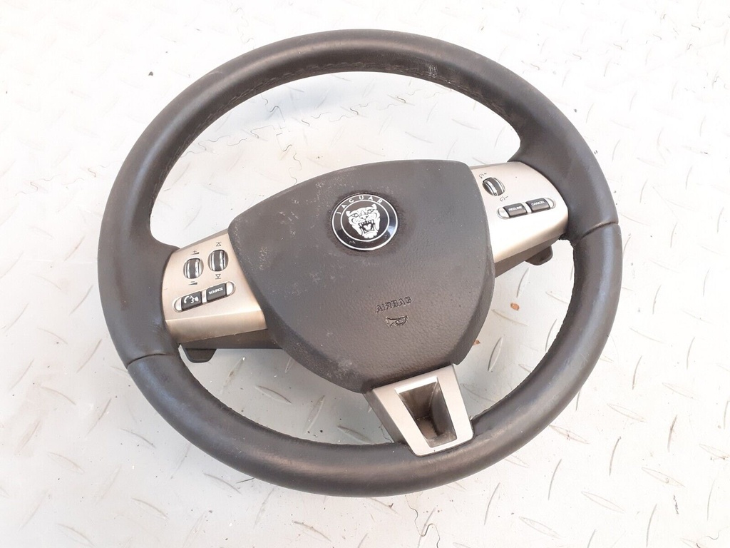 JAGUAR XK8 XKR X150 2006 STEERING WHEEL BLACK LEATHER DIAL CONTROL HORN