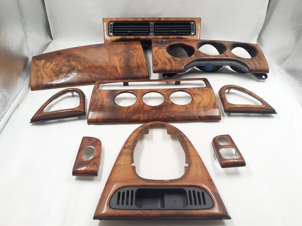 EARLY WOOD SET JAGUAR XK8 X100 VENEER DASH PANEL RHD CAPPING WALNUT TRIM GAUGE