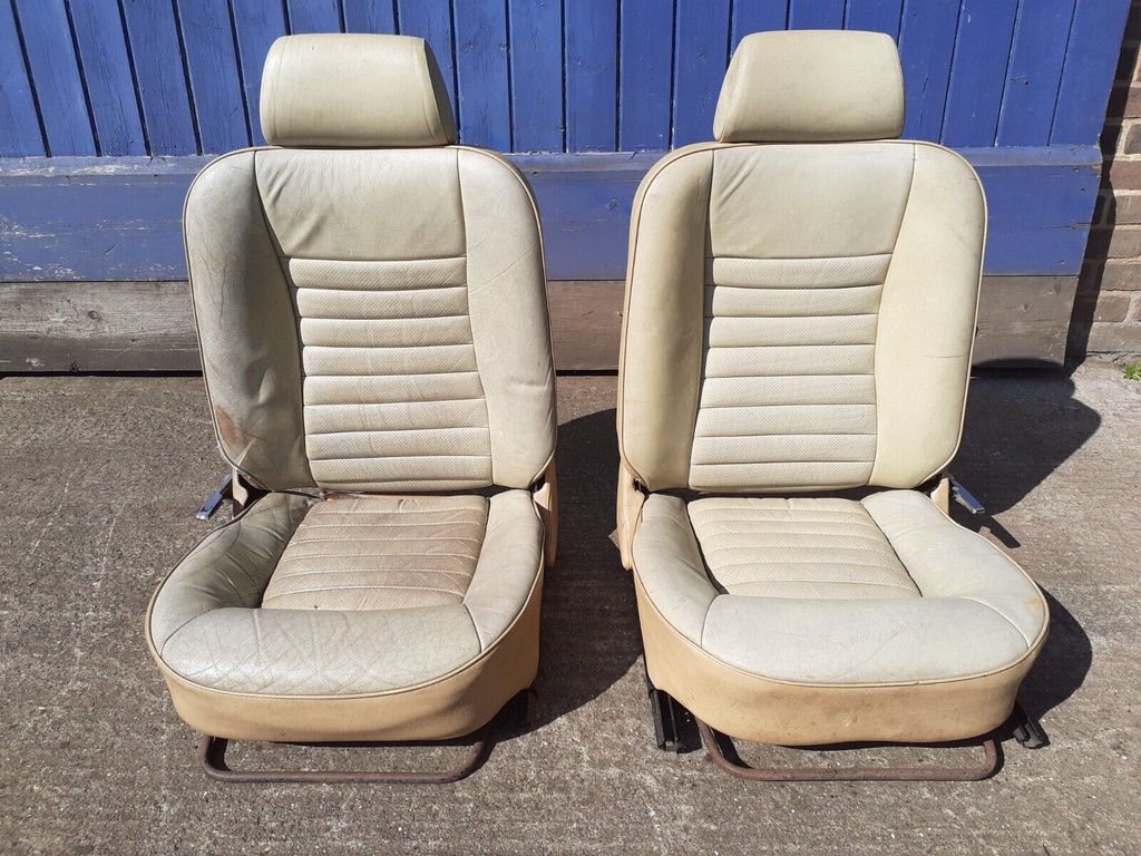 FRONT SEATS JAGUAR XJS PRE HE FADED DOESKIN AEE LEATHER INTERIOR PAIR LEFT RIGHT