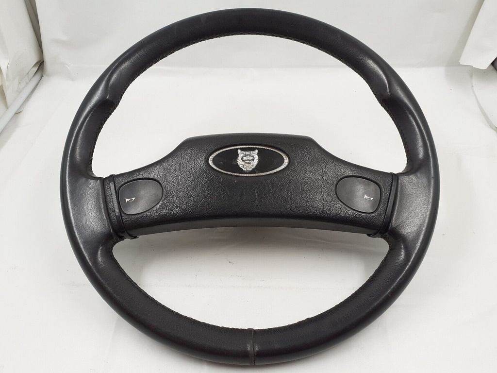 JAGUAR XJ6 XJ12 SERIES 2 3 XJS HORN TWO SPOKE STEERING WHEEL EARLY BLACK LEATHER