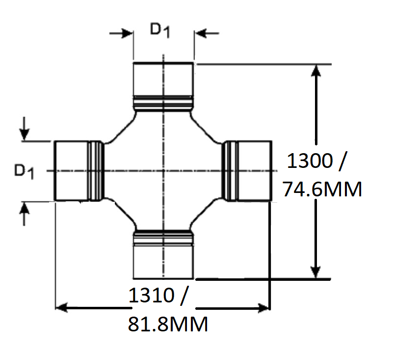 COMBINATION PROPSHAFT 1300 / 1310 SERIES JOINT 74.6MM X 81.8MM