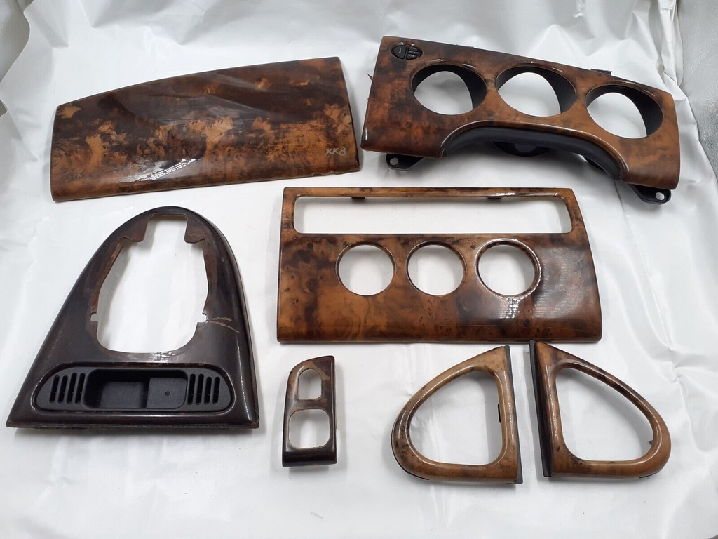 JAGUAR XK8 XKR EARLY WOOD SET VENEER DASH PANEL RHD CAPPING WALNUT TRIM GAUGE