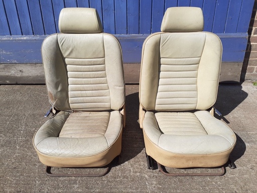 [-8166 LG] FRONT SEATS JAGUAR XJS PRE HE FADED DOESKIN AEE LEATHER INTERIOR PAIR LEFT RIGHT