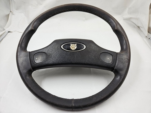 [-8496 J6] JAGUAR XJ6 XJ12 SERIES 2 3 XJS HORN TWO SPOKE STEERING WHEEL EARLY BLACK LEATHER