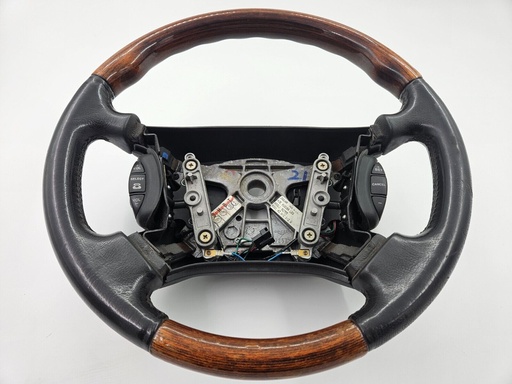 [HJE9181BA-8683 H1] JAGUAR XJ8 X308 XK8 V8 BLACK STEERING WHEEL LEG LEATHER WOOD HJE9181BA USED