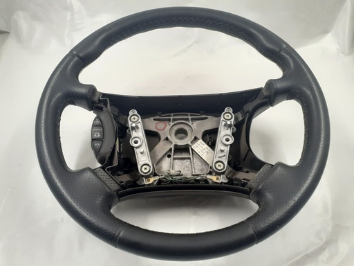 [HJB9181ABLEG-7506 J6] JAGUAR 97-02 XJ8 XJR X308 V8 STEERING WHEEL BLACK LEG LEATHER CONTROLS USED GOOD