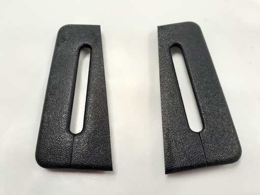 [HNA1229AA-7179 JB3] JAGUAR X300 BLACK (LEG) REAR PASSENGER SEAT BELT ESCUTCHEONS PAIR LH RH TRIMS